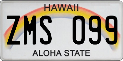 HI license plate ZMS099
