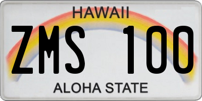 HI license plate ZMS100