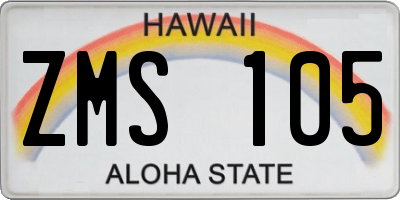 HI license plate ZMS105