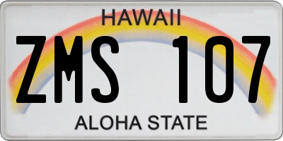 HI license plate ZMS107