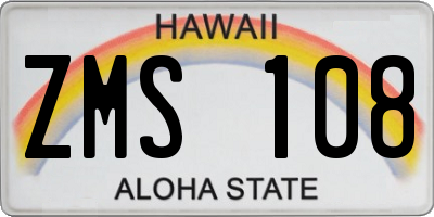 HI license plate ZMS108