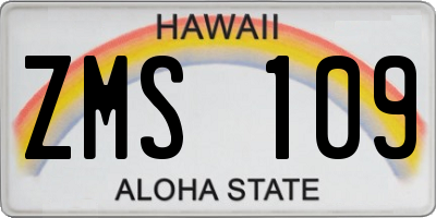 HI license plate ZMS109