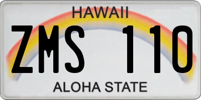 HI license plate ZMS110