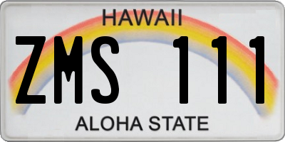 HI license plate ZMS111