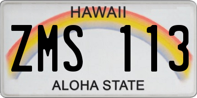 HI license plate ZMS113