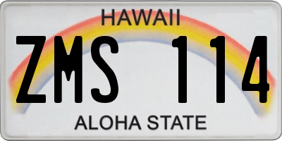 HI license plate ZMS114