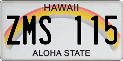HI license plate ZMS115