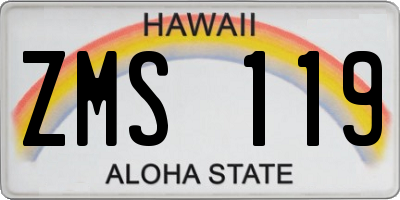 HI license plate ZMS119
