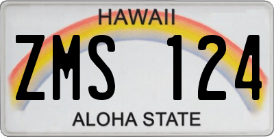 HI license plate ZMS124