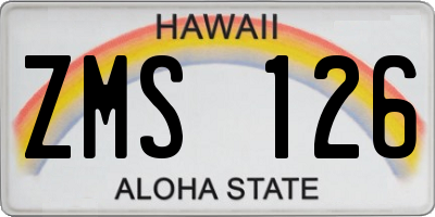 HI license plate ZMS126