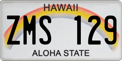 HI license plate ZMS129
