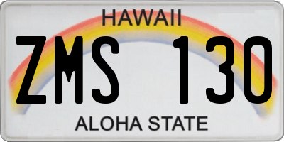 HI license plate ZMS130