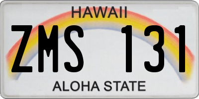 HI license plate ZMS131