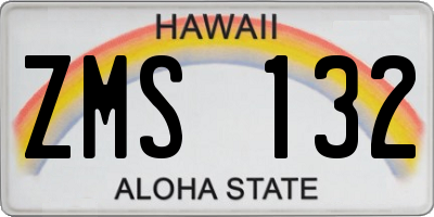 HI license plate ZMS132