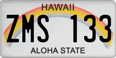 HI license plate ZMS133
