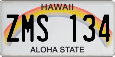 HI license plate ZMS134