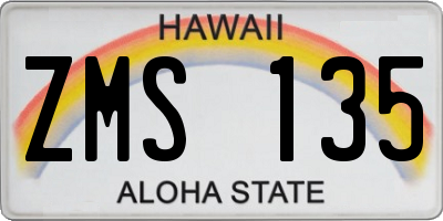 HI license plate ZMS135