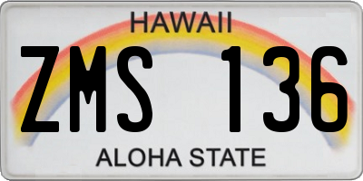 HI license plate ZMS136