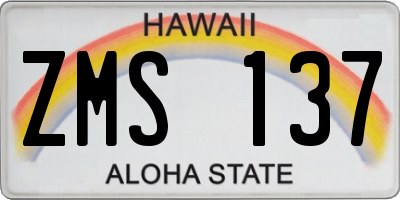 HI license plate ZMS137