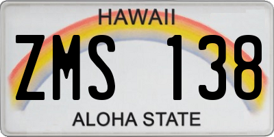 HI license plate ZMS138