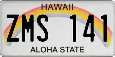 HI license plate ZMS141