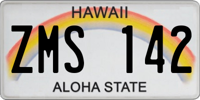 HI license plate ZMS142