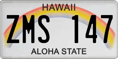 HI license plate ZMS147