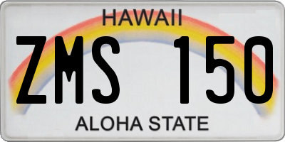 HI license plate ZMS150
