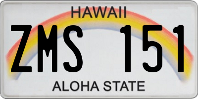 HI license plate ZMS151