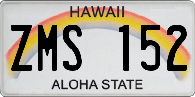 HI license plate ZMS152