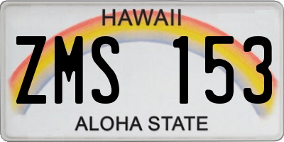 HI license plate ZMS153