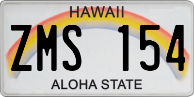 HI license plate ZMS154