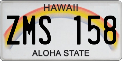 HI license plate ZMS158