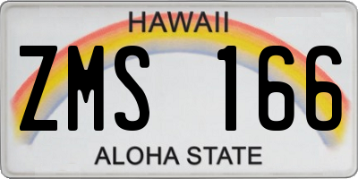 HI license plate ZMS166
