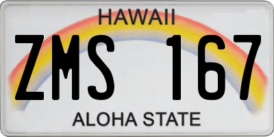 HI license plate ZMS167