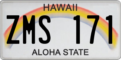 HI license plate ZMS171