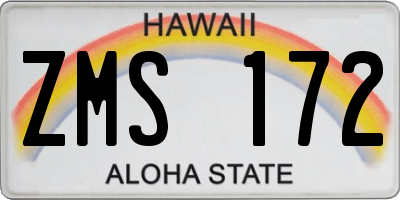HI license plate ZMS172