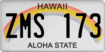 HI license plate ZMS173