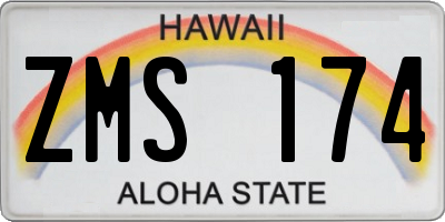 HI license plate ZMS174