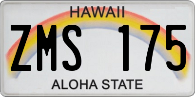 HI license plate ZMS175