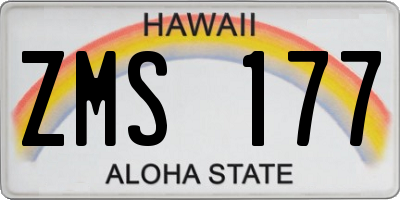 HI license plate ZMS177