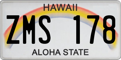 HI license plate ZMS178