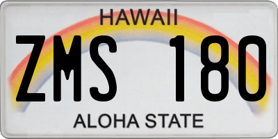 HI license plate ZMS180