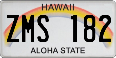 HI license plate ZMS182