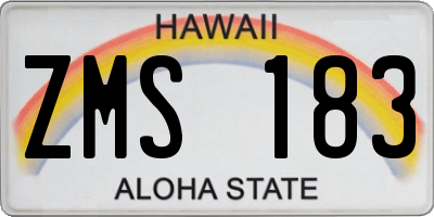 HI license plate ZMS183