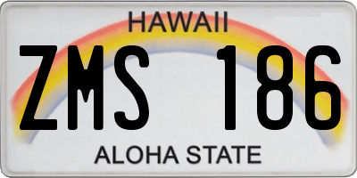HI license plate ZMS186