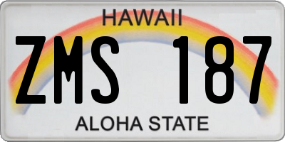 HI license plate ZMS187