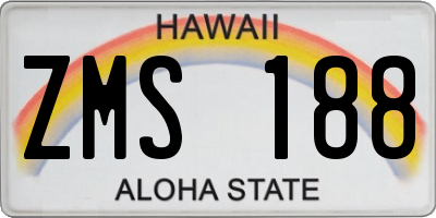 HI license plate ZMS188