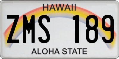 HI license plate ZMS189