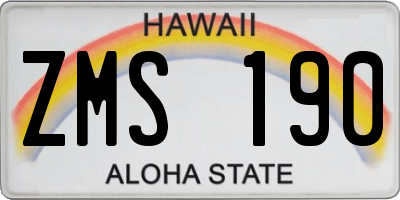 HI license plate ZMS190